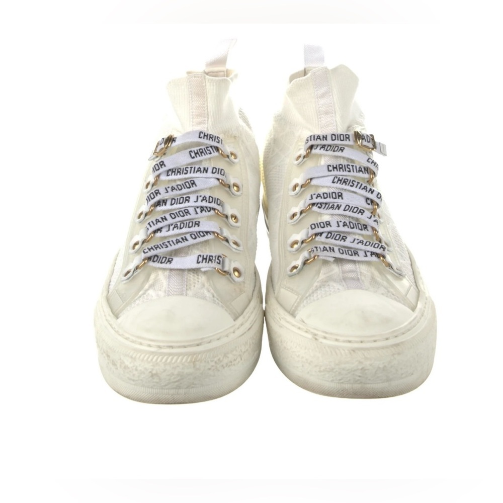 Size 8 I 38 White Walk’n’Dior Hi-Top Sneakers with Cannage Technical Mesh EUC - Picture 3 of 5
